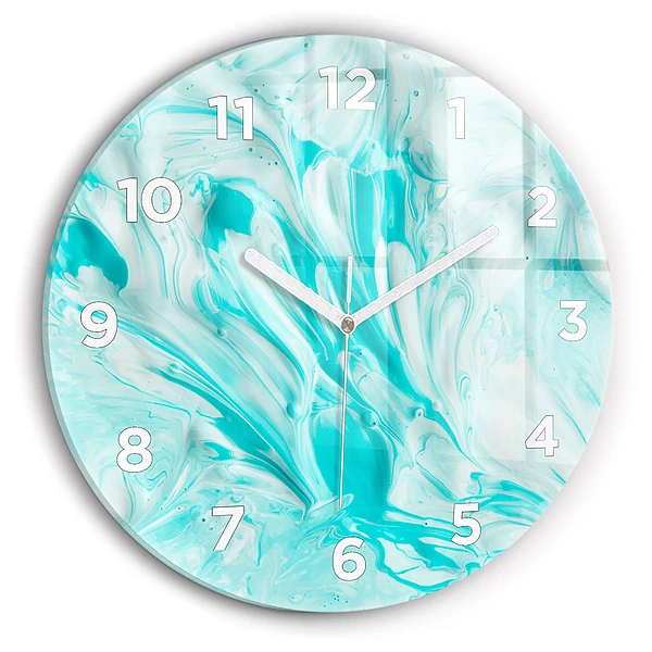 Wanduhr glas rund Blaue Abstraktion