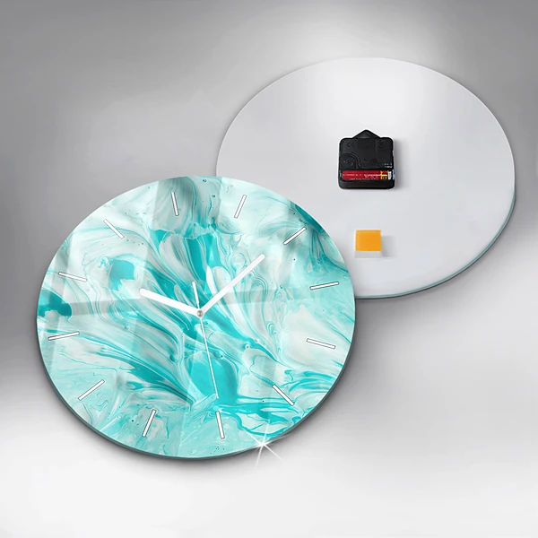 Wanduhr glas rund Blaue Abstraktion