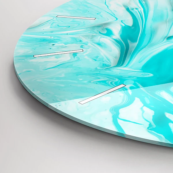 Wanduhr glas rund Blaue Abstraktion