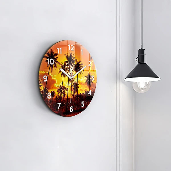 Wanduhr glas rund Thailand Strand Klong Prao