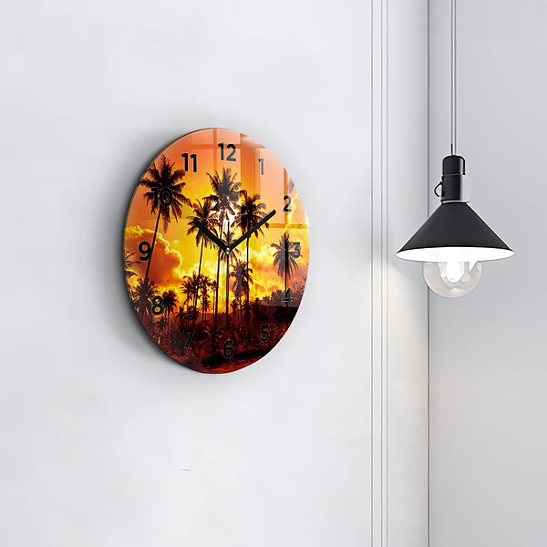 Wanduhr glas rund Thailand Strand Klong Prao