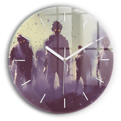 Wanduhr rund Zombie bei Nacht - Halloween