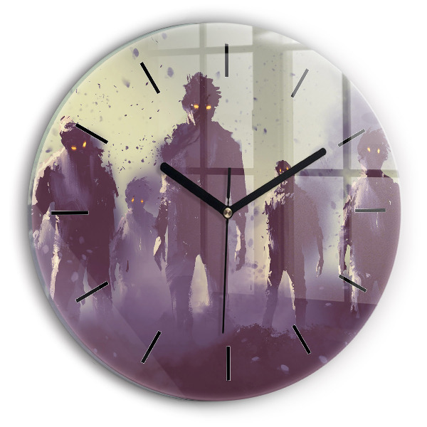 Wanduhr rund Zombie bei Nacht - Halloween