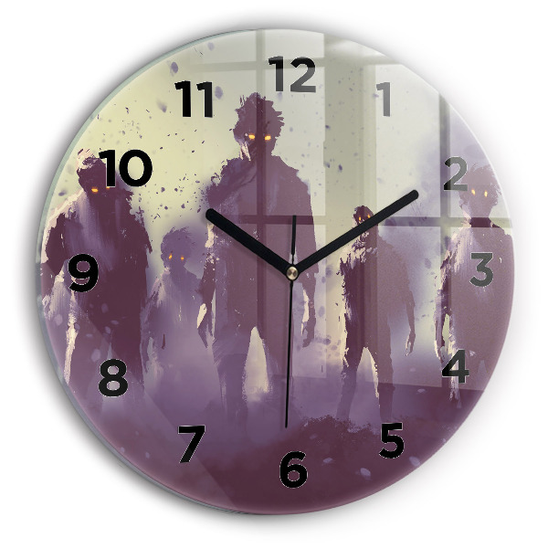 Wanduhr rund Zombie bei Nacht - Halloween