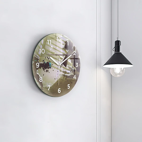 Wanduhr rund mit motiv Kampf zwischen Roboter und Samurai