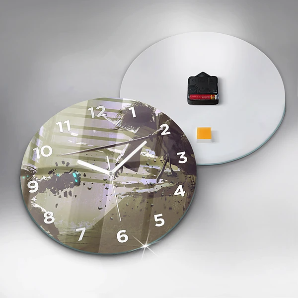 Wanduhr rund mit motiv Kampf zwischen Roboter und Samurai