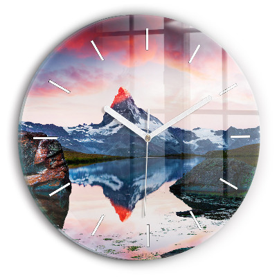 Wanduhr glas rund Stellisee Matterhorn