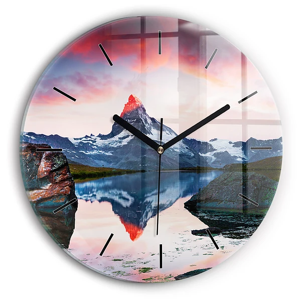 Wanduhr glas rund Stellisee Matterhorn