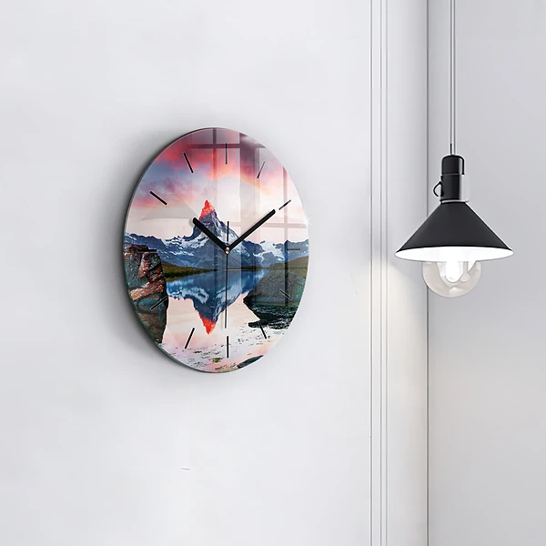 Wanduhr glas rund Stellisee Matterhorn