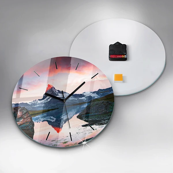 Wanduhr glas rund Stellisee Matterhorn