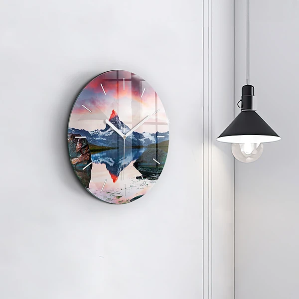 Wanduhr glas rund Stellisee Matterhorn