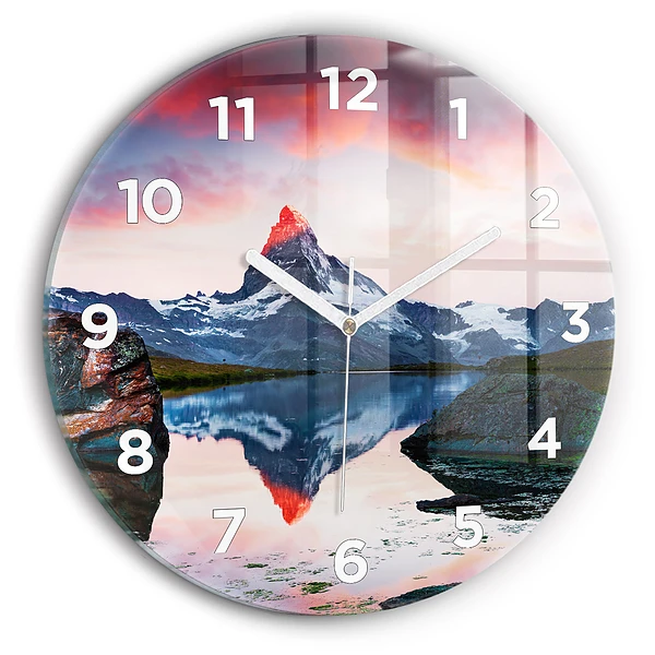 Wanduhr glas rund Stellisee Matterhorn