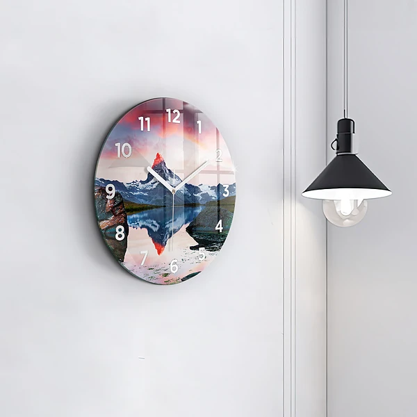 Wanduhr glas rund Stellisee Matterhorn