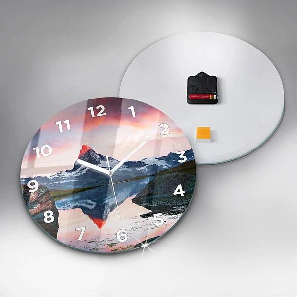 Wanduhr glas rund Stellisee Matterhorn