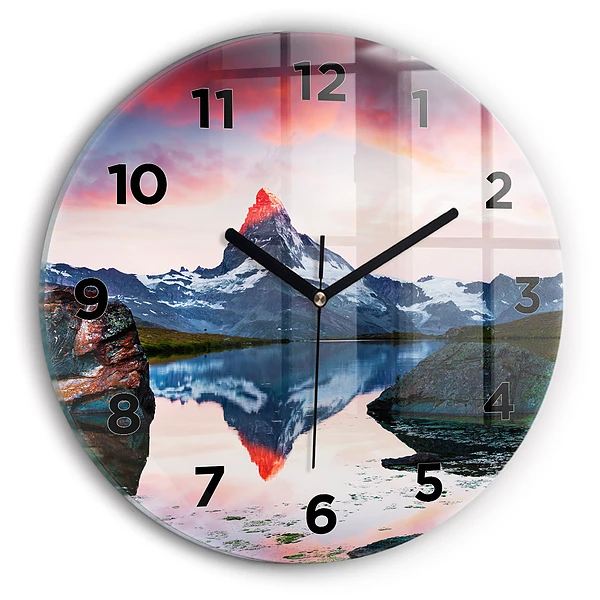 Wanduhr glas rund Stellisee Matterhorn