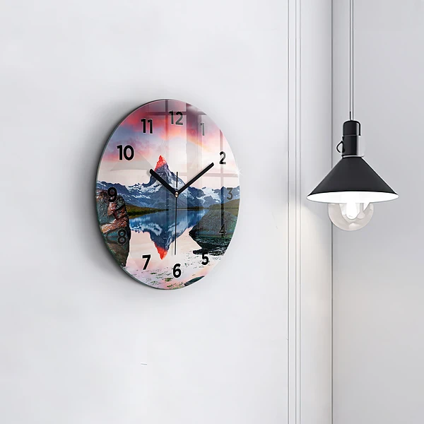 Wanduhr glas rund Stellisee Matterhorn