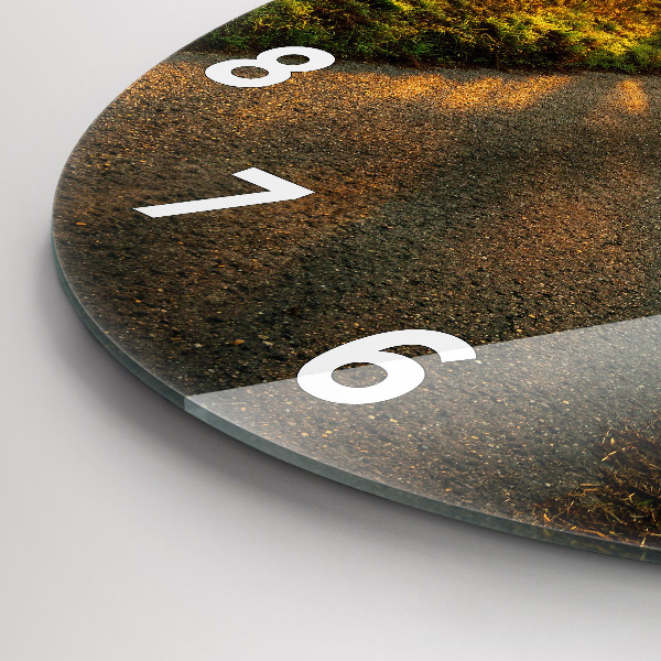 Wanduhr glas rund Nebel bei Sonnenaufgang