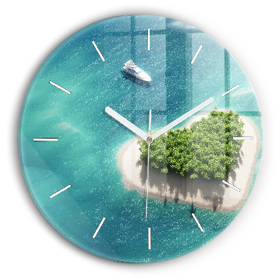 Wanduhr rund mit motiv Herzinsel