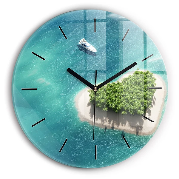 Wanduhr rund mit motiv Herzinsel