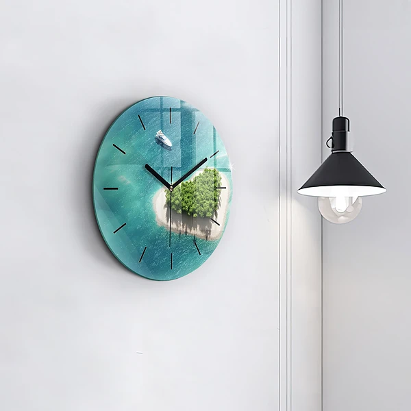 Wanduhr rund mit motiv Herzinsel
