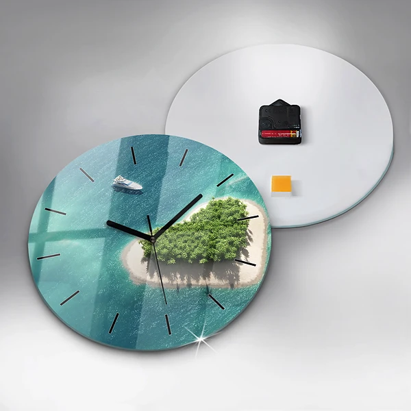 Wanduhr rund mit motiv Herzinsel