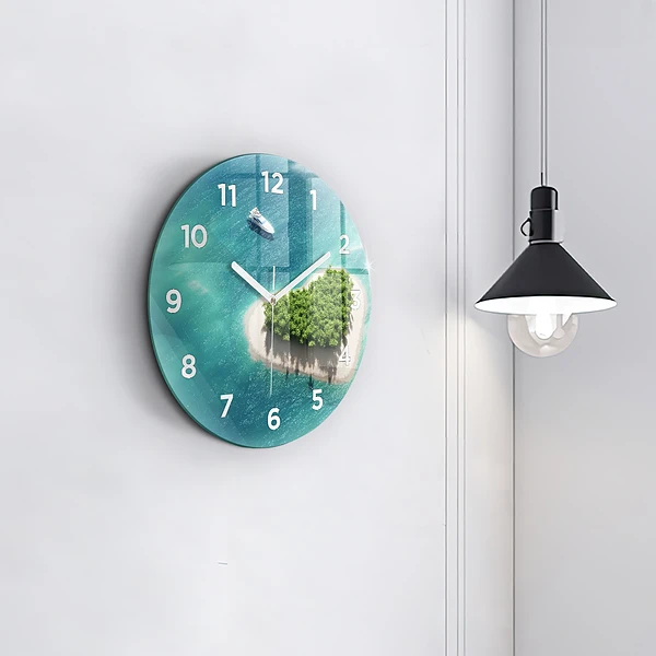 Wanduhr rund mit motiv Herzinsel