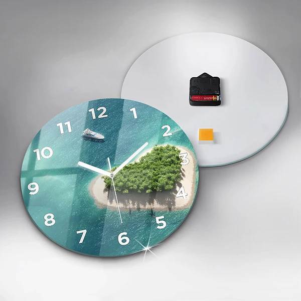 Wanduhr rund mit motiv Herzinsel