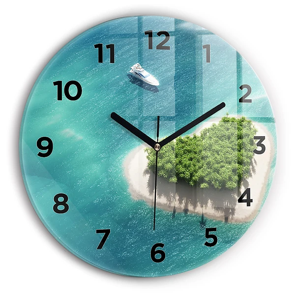 Wanduhr rund mit motiv Herzinsel