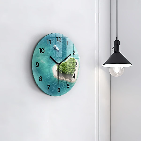 Wanduhr rund mit motiv Herzinsel