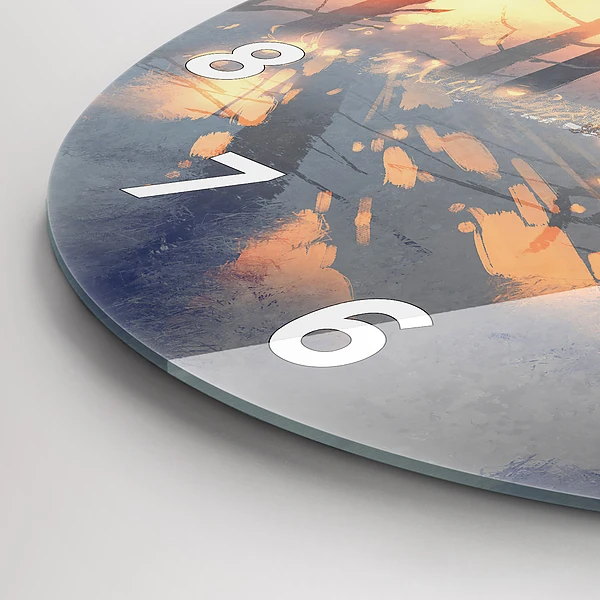 Wanduhr rund Winterlandschaft mit Bäumen