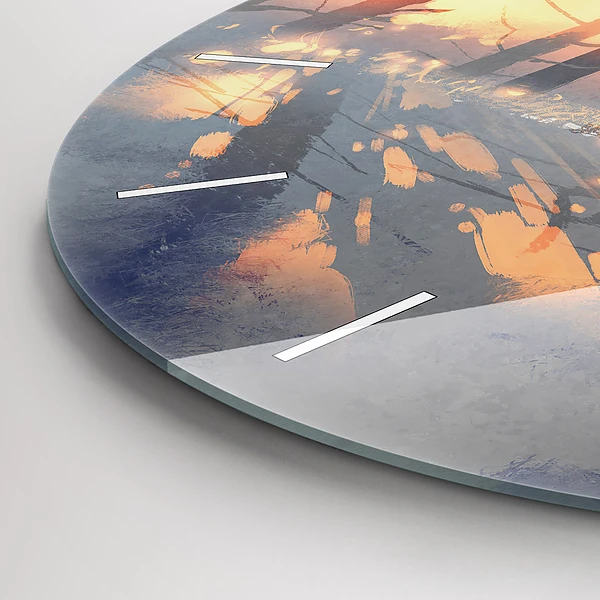 Wanduhr rund Winterlandschaft mit Bäumen