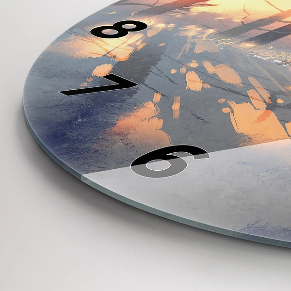 Wanduhr rund Winterlandschaft mit Bäumen