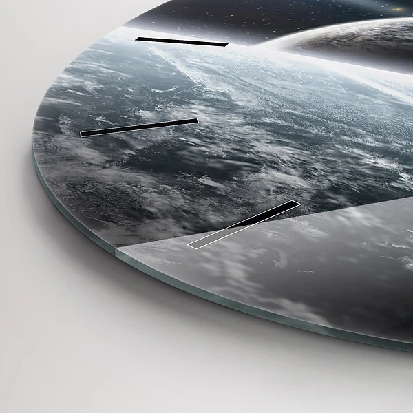 Wanduhr glas rund Kosmos Planeten