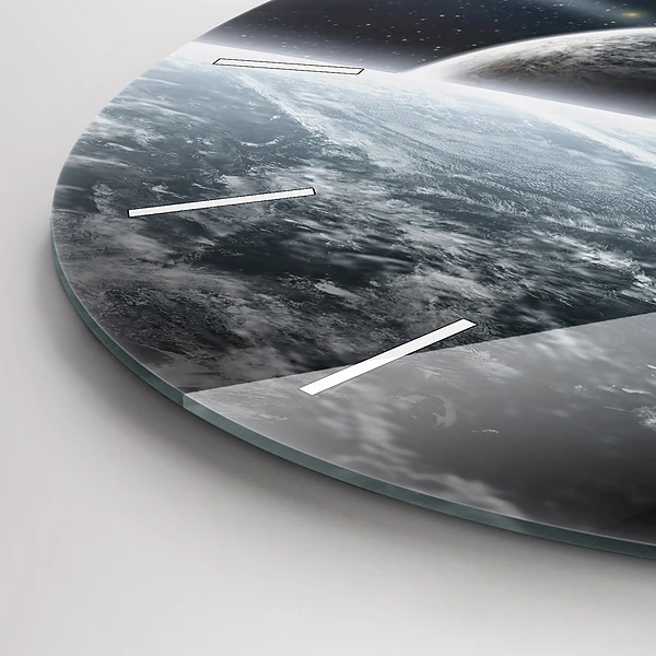 Wanduhr glas rund Kosmos Planeten