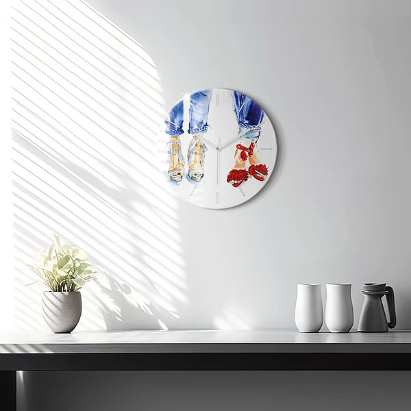 Wanduhr glas rund Frauen-Nadeln