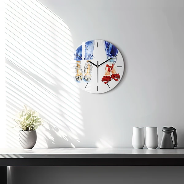 Wanduhr glas rund Frauen-Nadeln