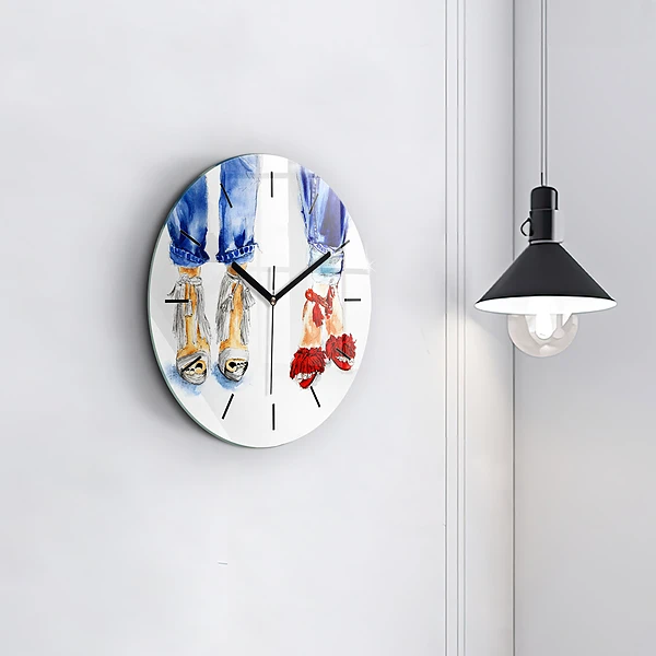 Wanduhr glas rund Frauen-Nadeln