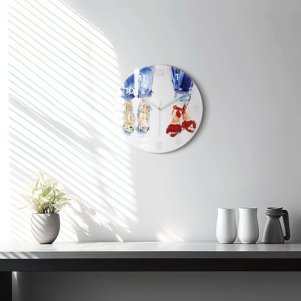 Wanduhr glas rund Frauen-Nadeln