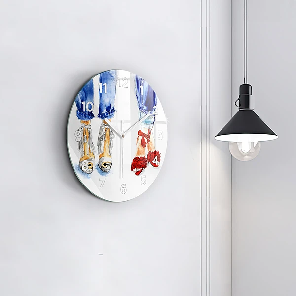Wanduhr glas rund Frauen-Nadeln