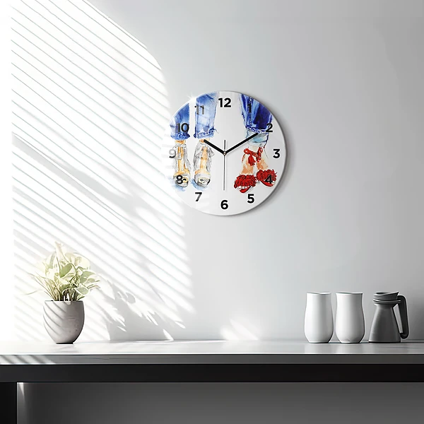 Wanduhr glas rund Frauen-Nadeln