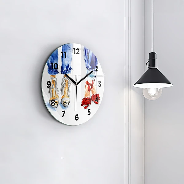 Wanduhr glas rund Frauen-Nadeln