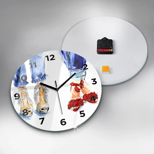 Wanduhr glas rund Frauen-Nadeln