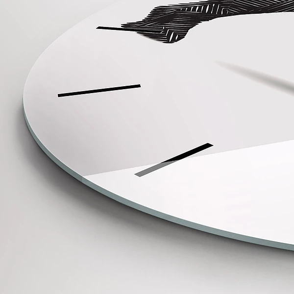Wanduhr glas rund Rhinozeros Linienkunst