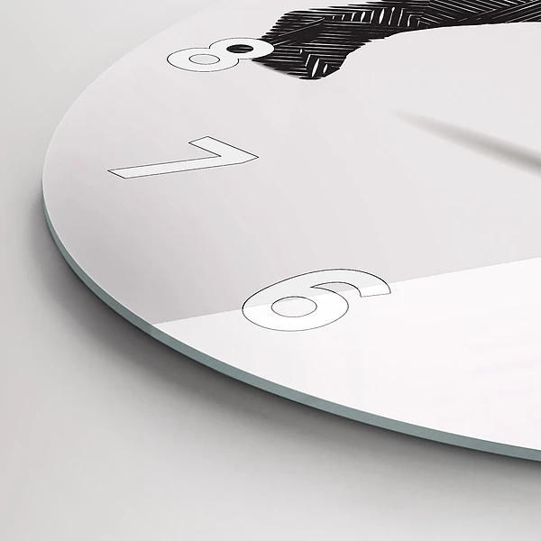 Wanduhr glas rund Rhinozeros Linienkunst