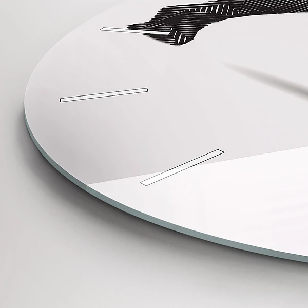 Wanduhr glas rund Rhinozeros Linienkunst