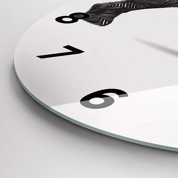 Wanduhr glas rund Rhinozeros Linienkunst