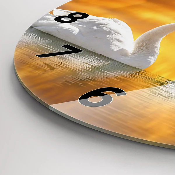 Wanduhr rund mit motiv Verliebte Schwäne