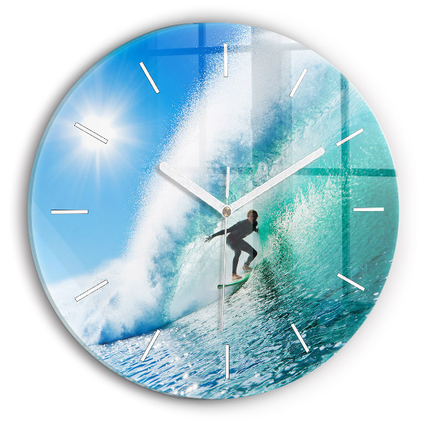 Wanduhr glas rund Surfen auf Hawaii