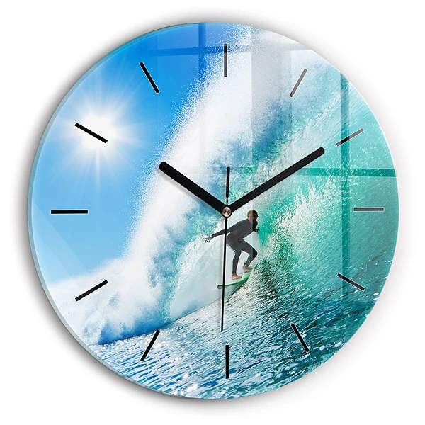 Wanduhr glas rund Surfen auf Hawaii