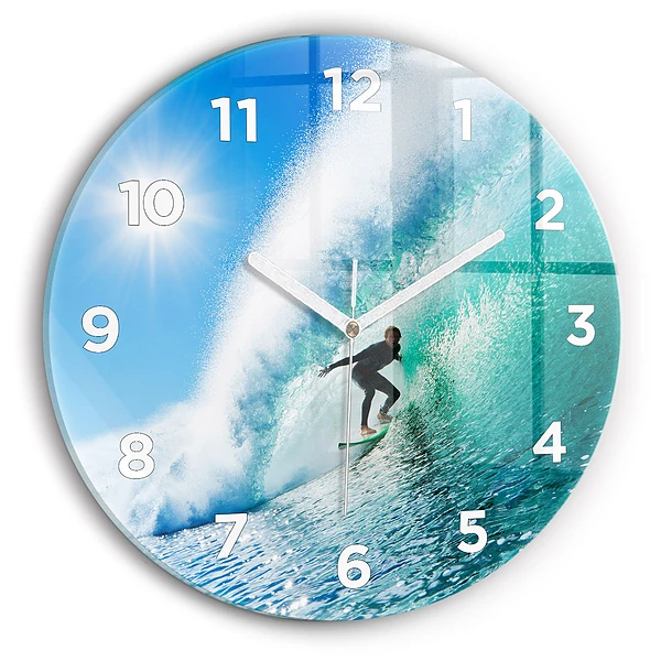Wanduhr glas rund Surfen auf Hawaii